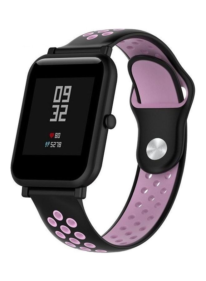 BGM Double Colour Silicone Replacement Band For Huawei Watch Series 1 18mm Black/Purple - Image 1