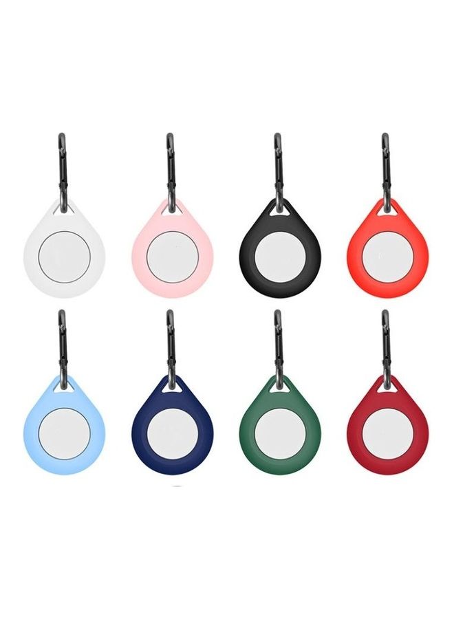 BGM - Shockproof Anti-Scratch Silicone Soft Case With Keychain Ring For Apple AirTag White/Silver - Image 1