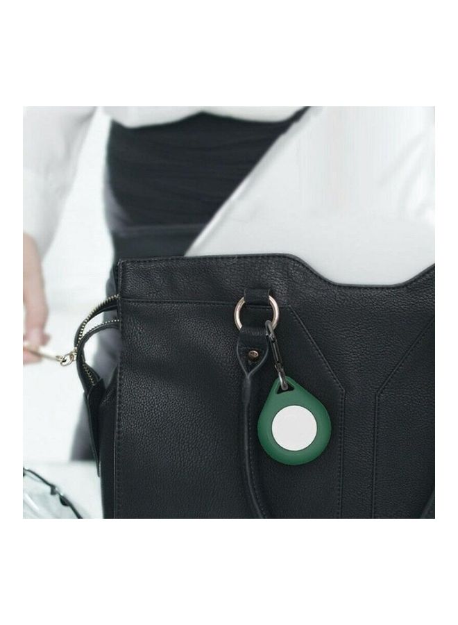 BGM - Shockproof Anti-Scratch Silicone Soft Case With Keychain Ring For Apple AirTag White/Silver - Image 1