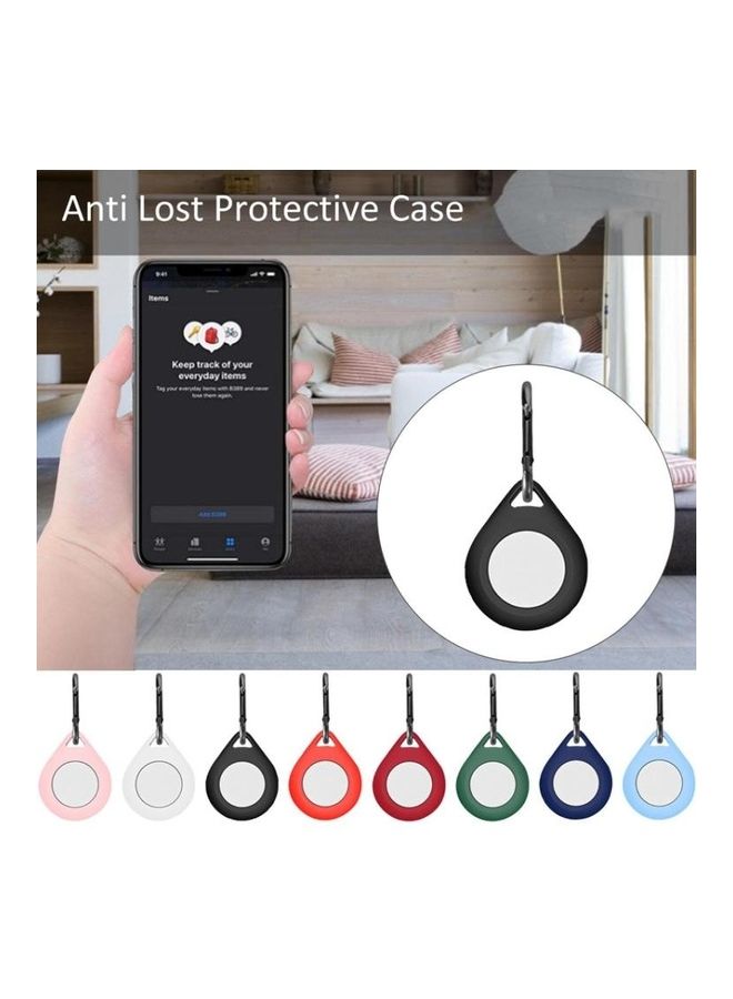 BGM - Shockproof Anti-Scratch Silicone Soft Case With Keychain Ring For Apple AirTag White/Silver - Image 1