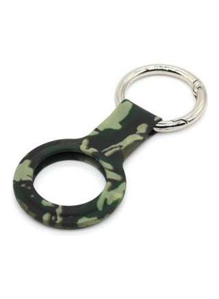 Wet Sticking Pattern Anti-Scratch Silicone Shockproof Protective Cover Case with Keychain Ring Loop For Apple AirTag Green Camouflage - v1631105572/N50686037A_1