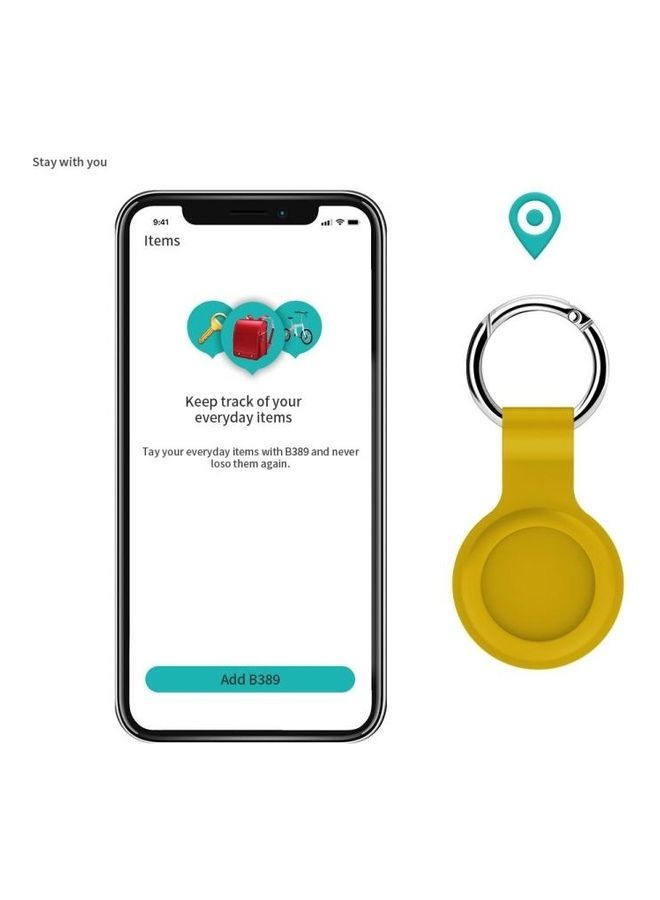 BGM - 2-Piece Shockproof Anti-Scratch Silicone Protective Case with Hook for Apple AirTag Lemon Yellow - Image 1