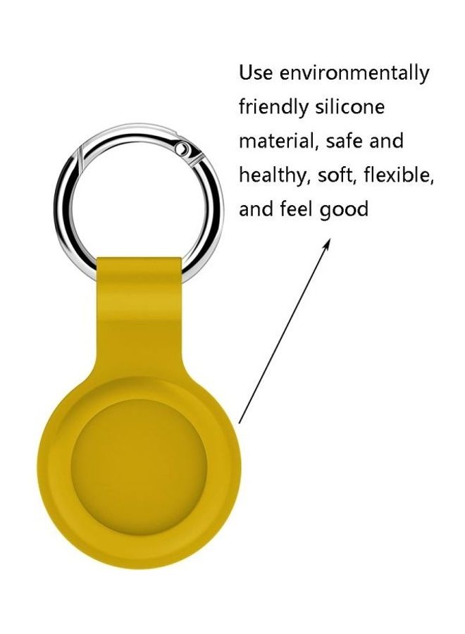 BGM - 2-Piece Shockproof Anti-Scratch Silicone Protective Case with Hook for Apple AirTag Lemon Yellow - Image 1