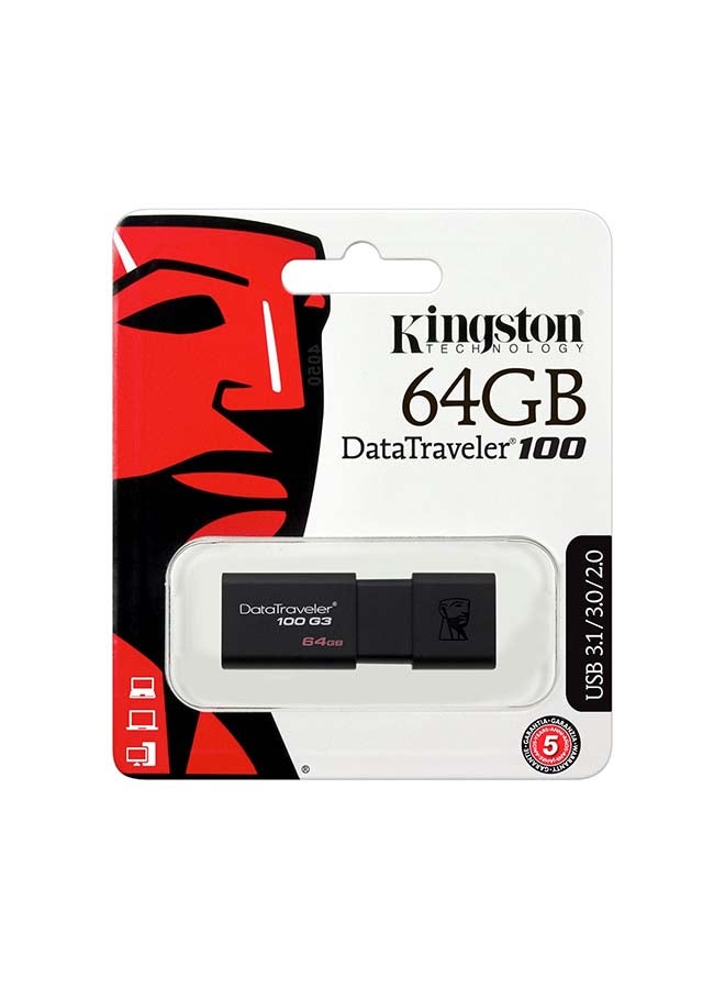 كينغستون - فلاش ديسك داتاترافيلر 100 جي 3 بوصلة USB 3.0 وسعة 64 جيجابايت (سرعة قراءة 100 ميجابايت في الثانية) 64 GB - Image 1