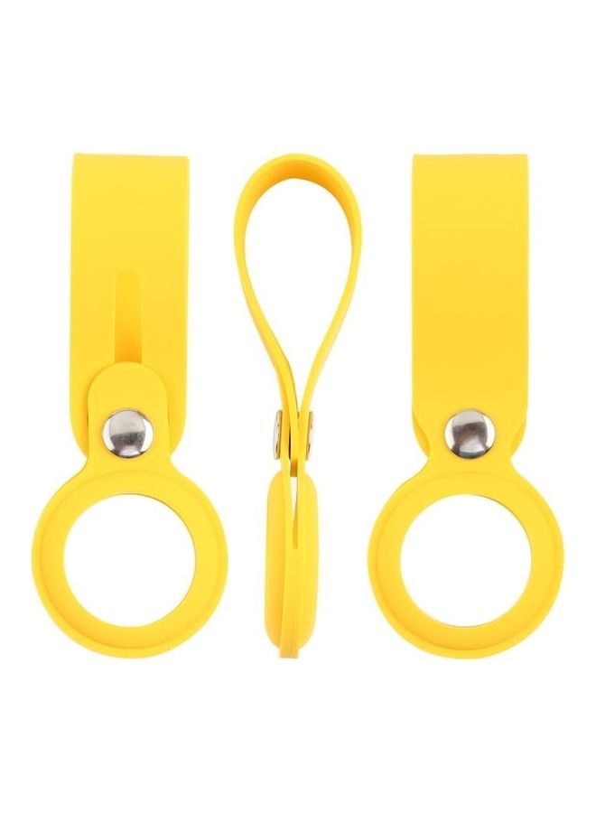 BGM - Shockproof Anti-Scratch Silicone Protective Case Cover with Hang Loop For Apple AirTag Yellow - Image 1
