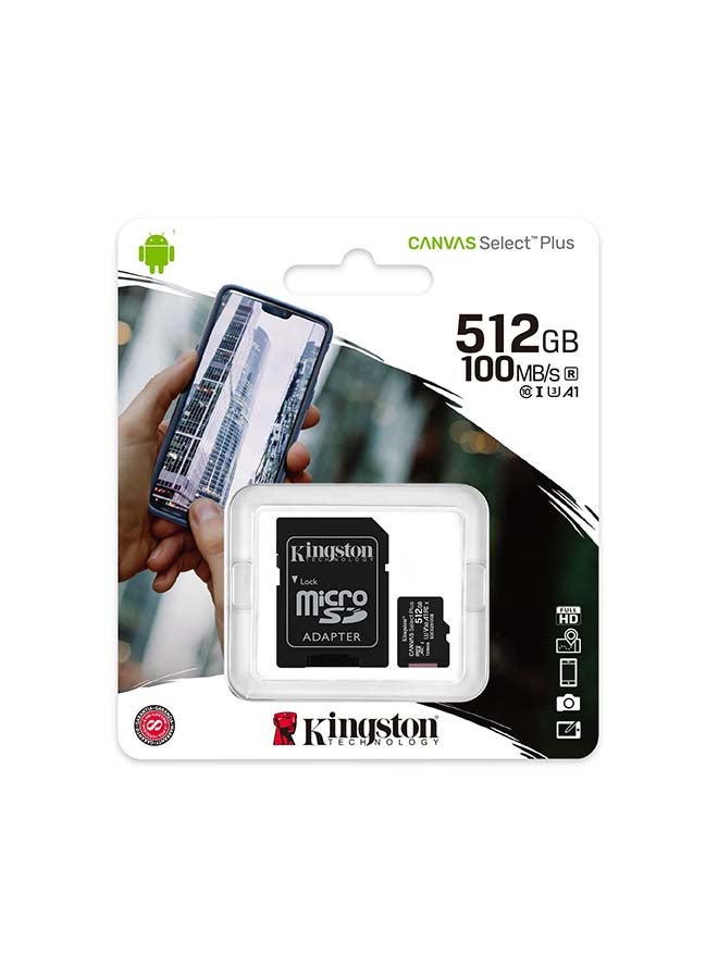 Kingston - 512GB micSDXC Canvas Select Plus 100R A1 C10 Card + ADP 512 GB - Image 1