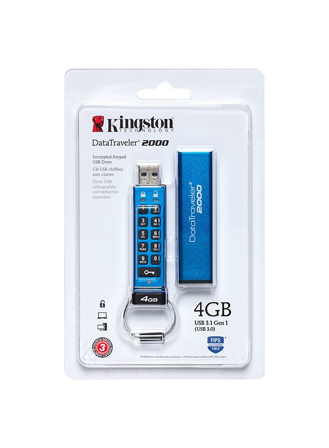 Kingston - 4GB Keypad USB 3.0 DT2000, 256bit AES Hardware Encrypted 4 GB - Image 1
