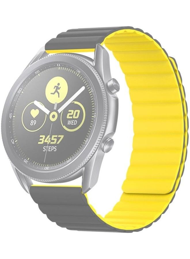 BGM Universal Silicone Magnetic Replacement Strap For Samsung Smart Watch 20mm Grey/Yellow - Image 1