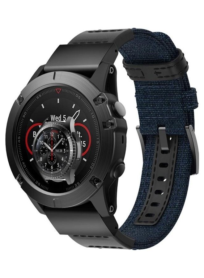 BGM Replacement Watch Band For Garmin Fenix 5x Plus/Fenix3 Blue/Black - Image 1