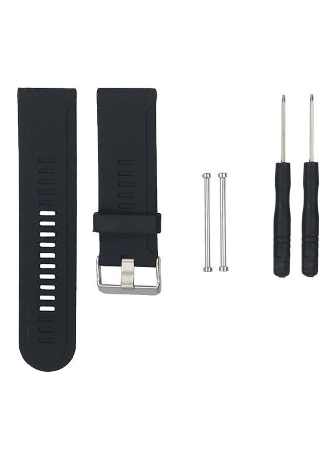 BGM Silicone Replacement Wrist Strap With 2 Screwdrivers And Raw Ears For Garmin Fenix3 HR Black - Image 1
