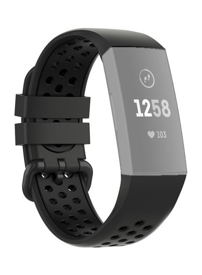 BGM Silicone Replacement Strap For Fitbit Charge 4/Charge 3/Charge 3 SE Watch Black - Image 1