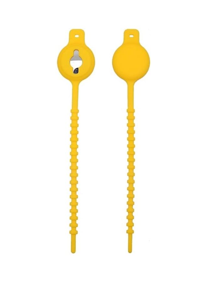 BGM Drawstring Type Luminous Silicone Protective Case for Apple AirTag Yellow  - Image 1