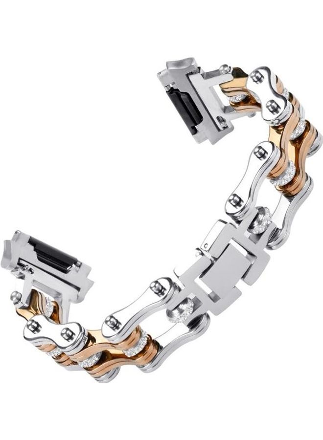 BGM Stainless Steel Locomotive Chain Strap Watchband For Fitbit Ionic Silver/Gold - Image 1