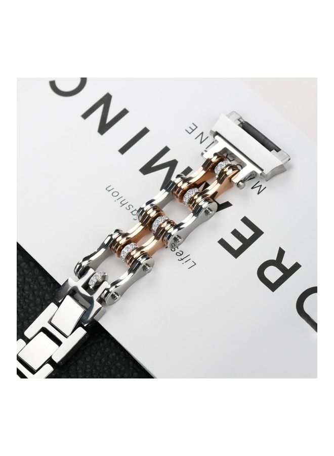 BGM Stainless Steel Locomotive Chain Strap Watchband For Fitbit Ionic Silver/Gold - Image 4