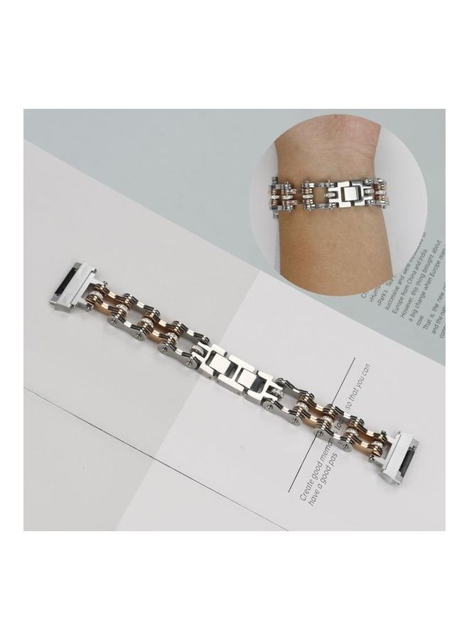 BGM Stainless Steel Locomotive Chain Strap Watchband For Fitbit Ionic Silver/Gold - Image 5