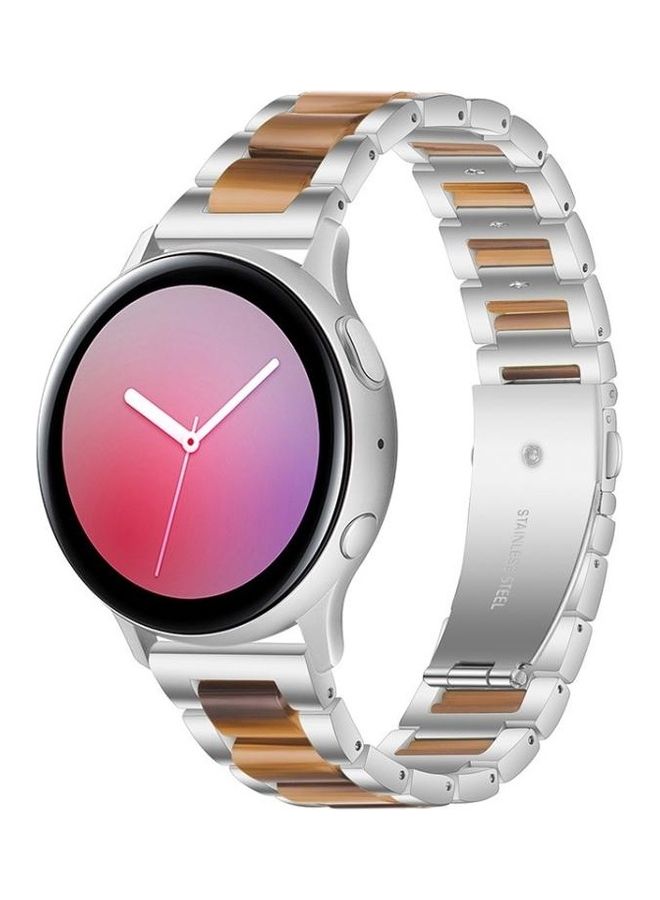 BGM Universal Three-Beads Stainless Steel And Resin Replacement Strap Watchband For Garmin Venu/Vivoactive 3 Music 20mm Silver/Brown - Image 3