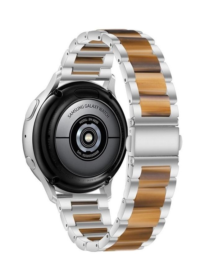 BGM Universal Three-Beads Stainless Steel And Resin Replacement Strap Watchband For Garmin Venu/Vivoactive 3 Music 20mm Silver/Brown - Image 4