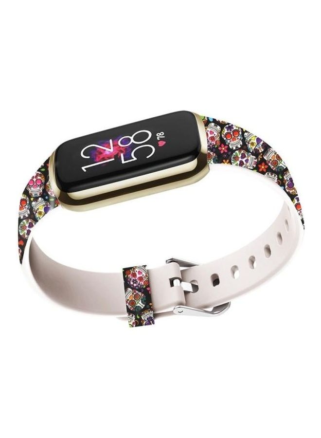 BGM Skull Printed Silicone Replacement Strap Watchband For Fitbit Luxe Special Edition Multicolour  - Image 3
