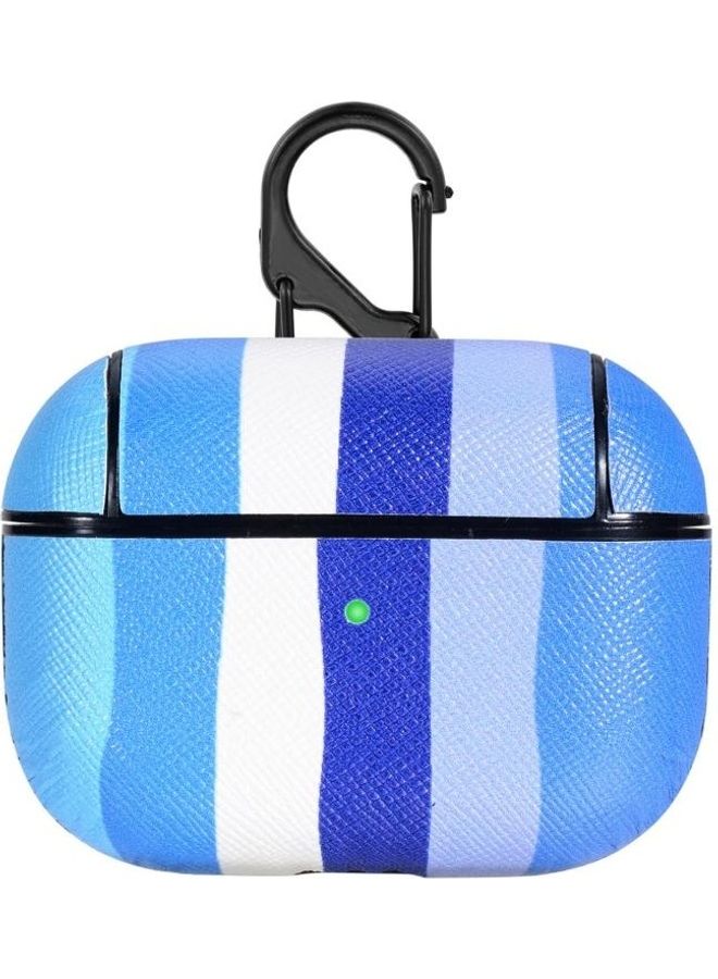 بي جي إم غطاء حماية لاصق بتصميم قوس قزح مع خطاف لسماعات أبل آيربودز برو أزرق/ أبيض