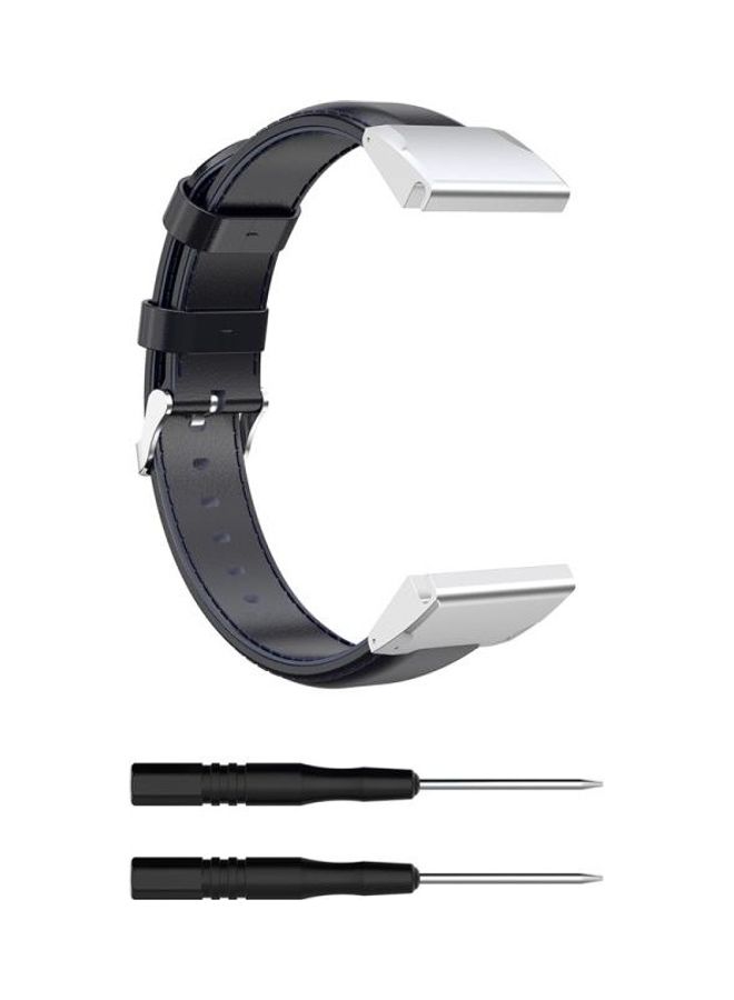 BGM Oil wax Calfskin Quick Release Strap For Garmin Fenix 6 Navy Blue - Image 2