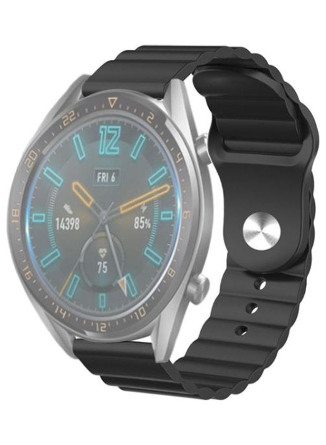 BGM Reverse Buckle Wave Silicone Strap 22mm For Huawei Watch GT2e / GT2 46mm Black - Image 1
