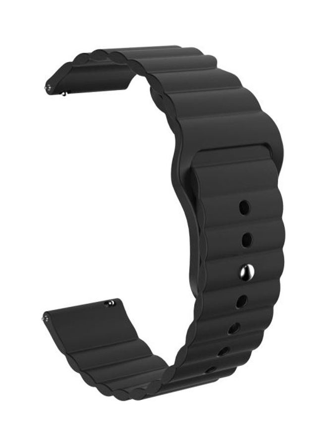 BGM Reverse Buckle Wave Silicone Strap 22mm For Huawei Watch GT2e / GT2 46mm Black - Image 2