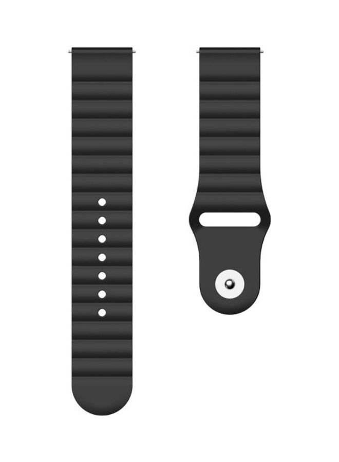 BGM Reverse Buckle Wave Silicone Strap 22mm For Huawei Watch GT2e / GT2 46mm Black - Image 3