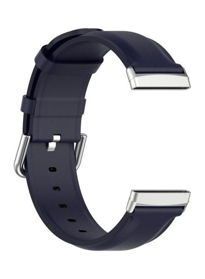 BGM Round Tail Leather Strap For Fitbit Versa 3/Fitbit Sense Navy Blue - Image 3