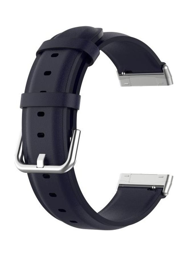 BGM Round Tail Leather Strap For Fitbit Versa 3/Fitbit Sense Navy Blue - Image 4