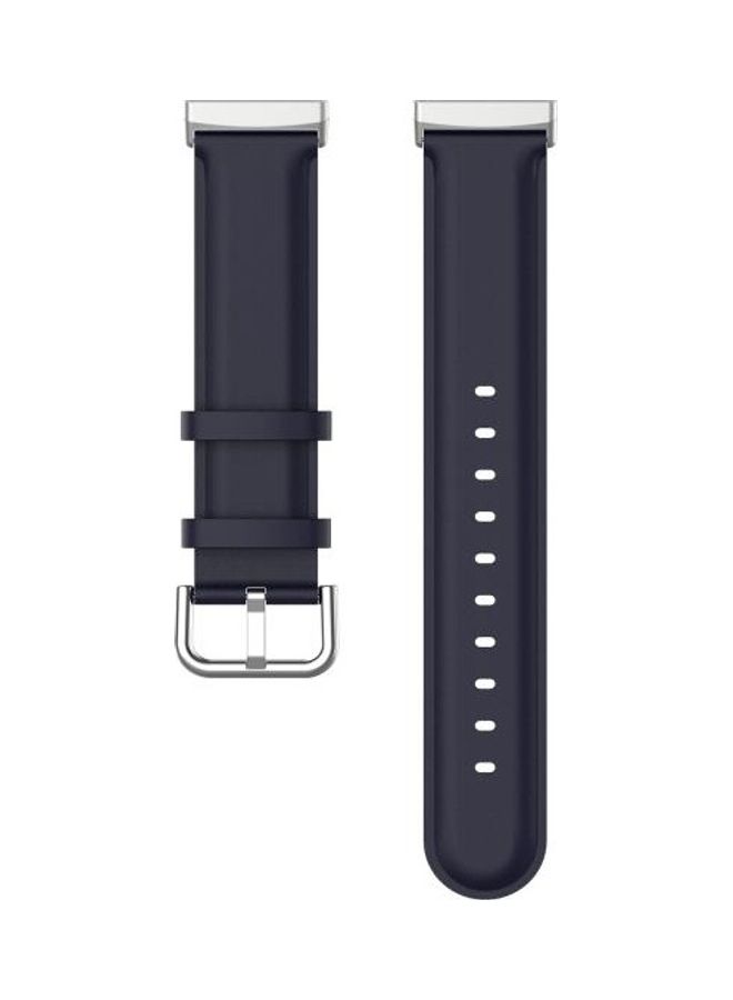 BGM Round Tail Leather Strap For Fitbit Versa 3/Fitbit Sense Navy Blue - Image 5