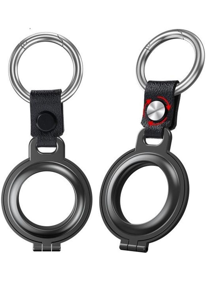 BGM - Shockproof Anti-Scratch Aluminum Alloy Case Cover with Keychain Ring Loop For Apple AirTag Grey - Image 1