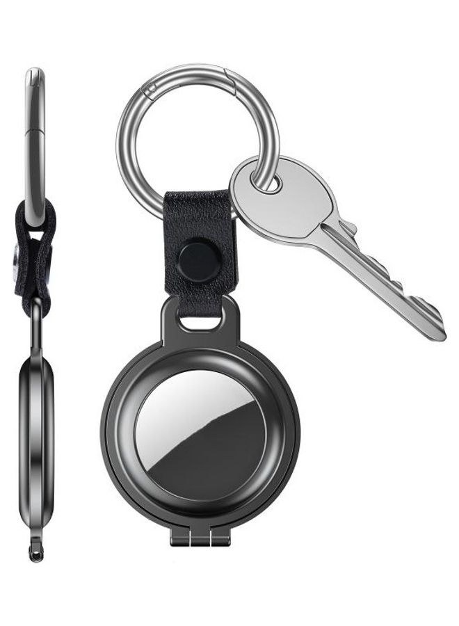 BGM - Shockproof Anti-Scratch Aluminum Alloy Case Cover with Keychain Ring Loop For Apple AirTag Grey - Image 1