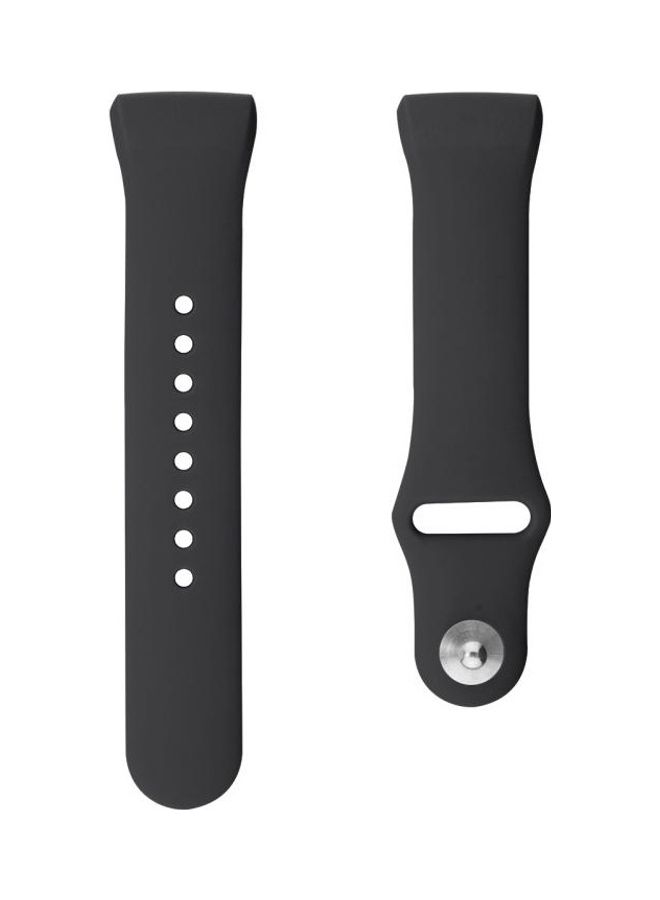 BGM Solid Color Silicone Strap A For Fitbit Charge 3 18mm Black - Image 2