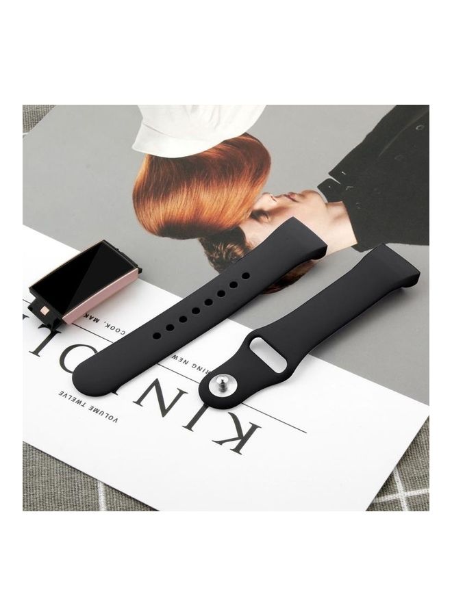 BGM Solid Color Silicone Strap A For Fitbit Charge 3 18mm Black - Image 4