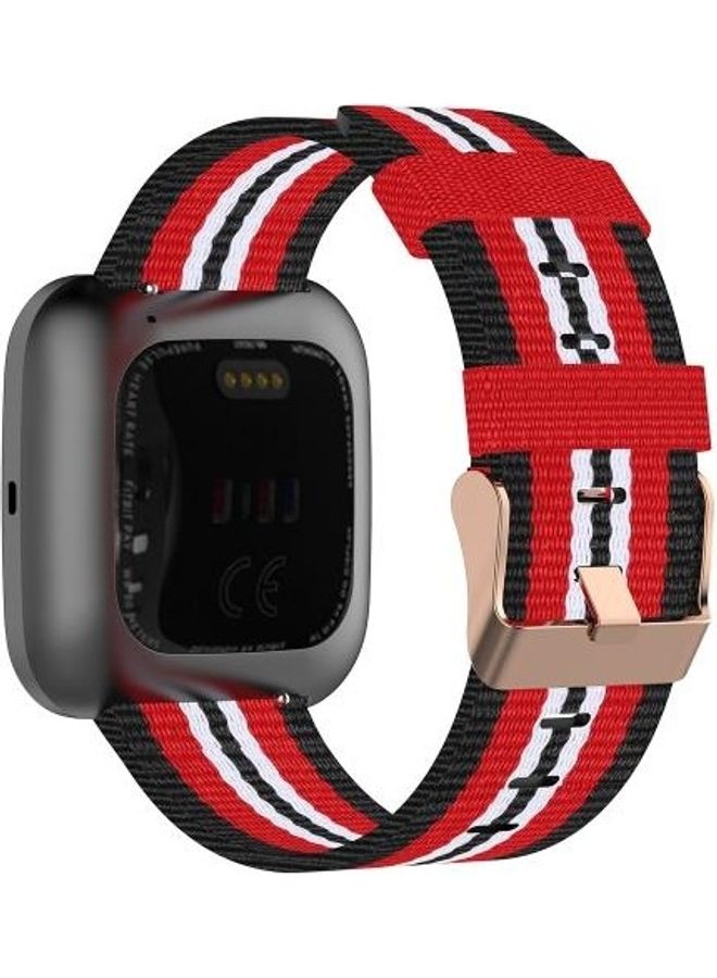 BGM Canvas Replacement Band For Fitbit Versa Black/Red/White - Image 1