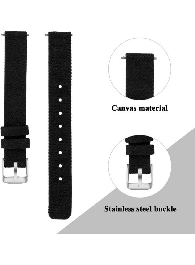 BGM Nylon Canvas Strap Metal Connector Size: Small Size For Fitbit Inspire HR Black - Image 3