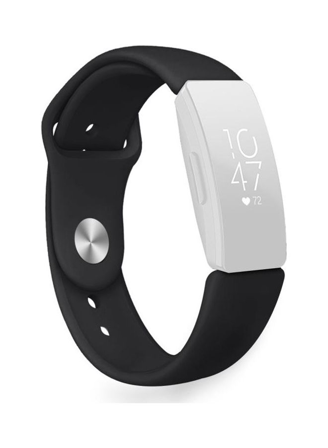 BGM Solid Color Silicone Strap A Type Size: Large Size For Fitbit Inspire HR Black  - Image 1