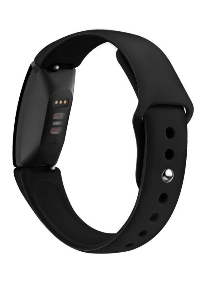 BGM Solid Color Silicone Strap A Type Size: Large Size For Fitbit Inspire HR Black  - Image 2