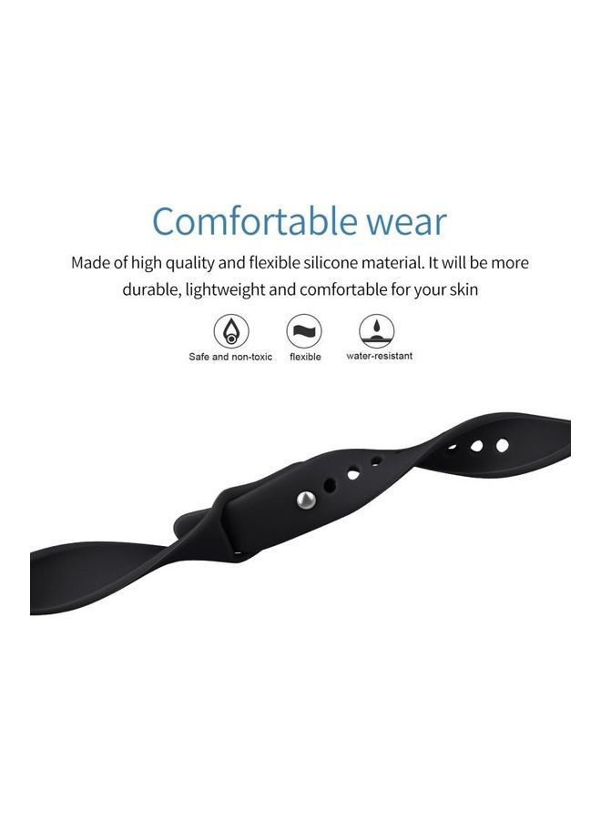 BGM Solid Color Silicone Strap A Type Size: Large Size For Fitbit Inspire HR Black  - Image 3