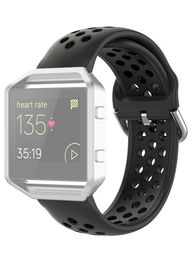 BGM 23mm Silicone Replacement Strap Watchband For Fitbit Versa 2 / Versa / Versa Lite / Blaze Black - Image 1