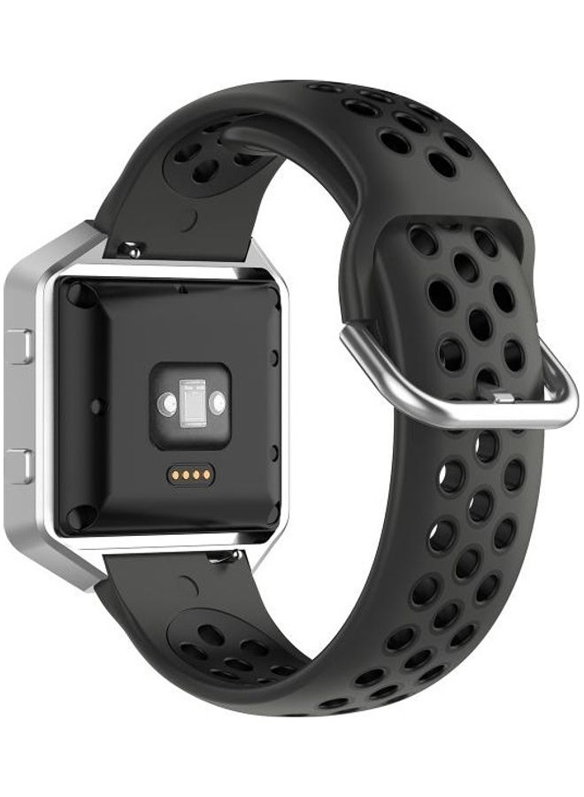 BGM 23mm Silicone Replacement Strap Watchband For Fitbit Versa 2 / Versa / Versa Lite / Blaze Black - Image 5