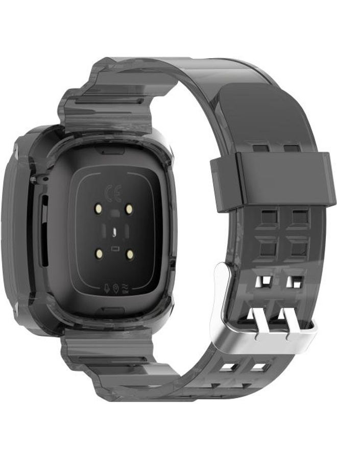 بي جي إم For Fitbit Versa 3/Sense Transparent One-Piece TPU Strap Black - Image 2