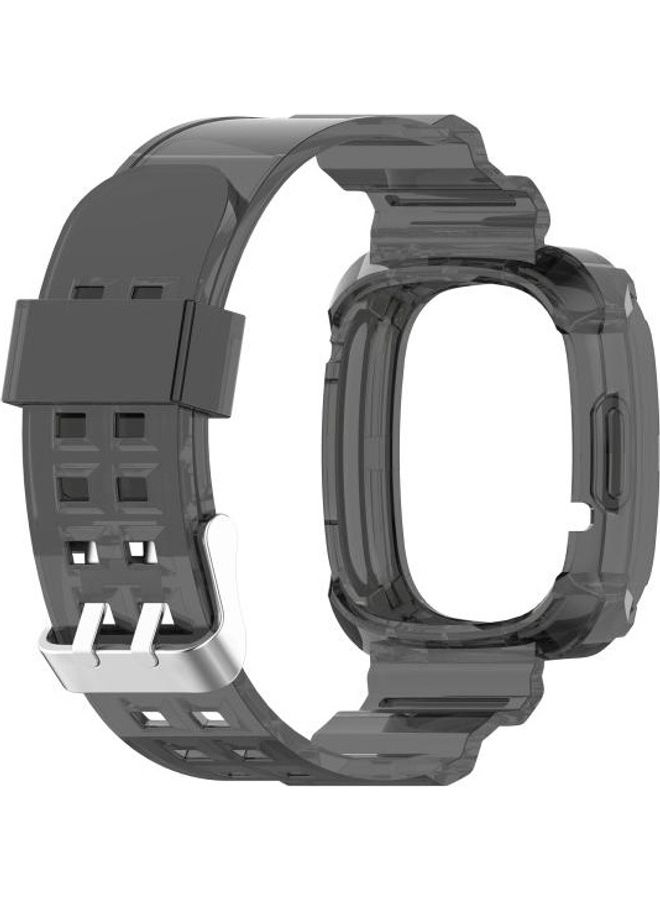 بي جي إم For Fitbit Versa 3/Sense Transparent One-Piece TPU Strap Black - Image 3