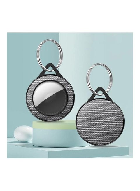 Sea Sand Texture PC Anti-Scratch Shockproof Protective Cover Soft Case with Keychain Ring Loop For Apple AirTag Grey