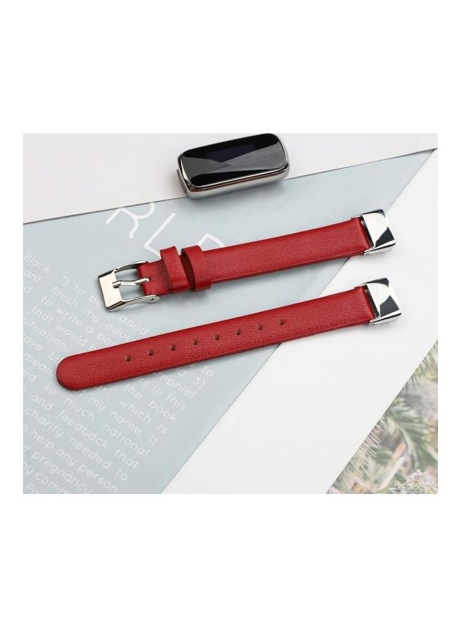 BGM Leather Replacement Strap Watchband For Fitbit Luxe Red - Image 5