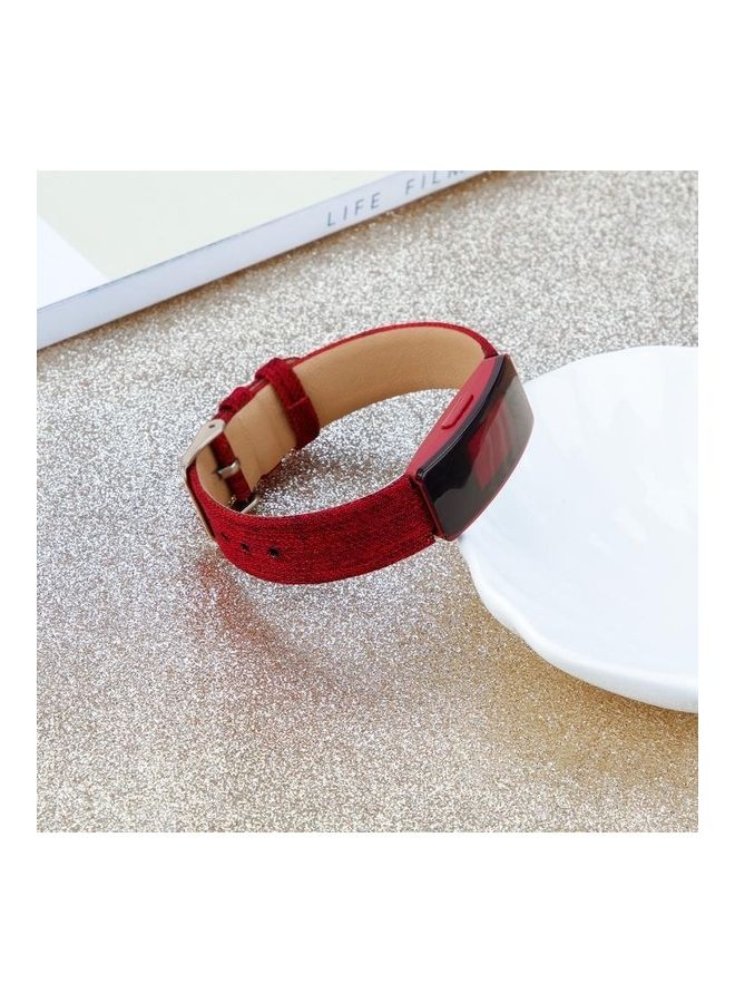 بي جي إم سوار بديل من قماش الكانفاس لساعة فيتبيت إنسباير HR أحمر - Image 4