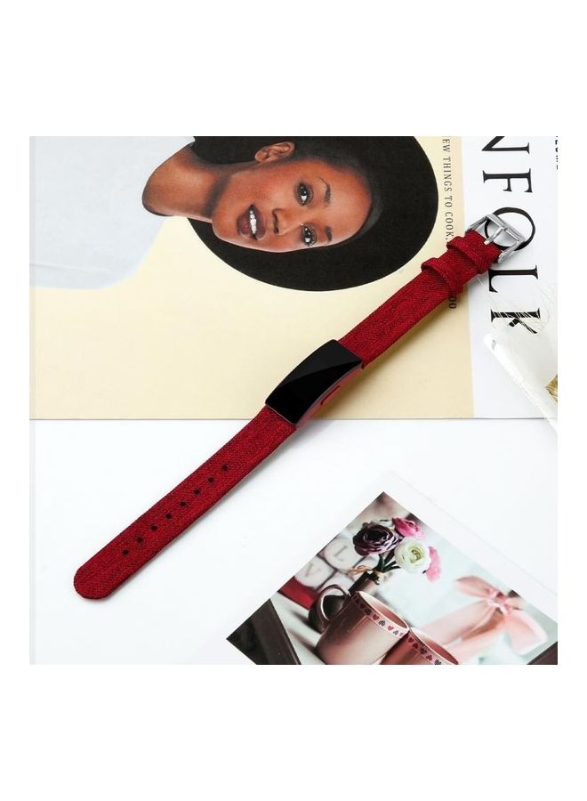 بي جي إم سوار بديل من قماش الكانفاس لساعة فيتبيت إنسباير HR أحمر - Image 5