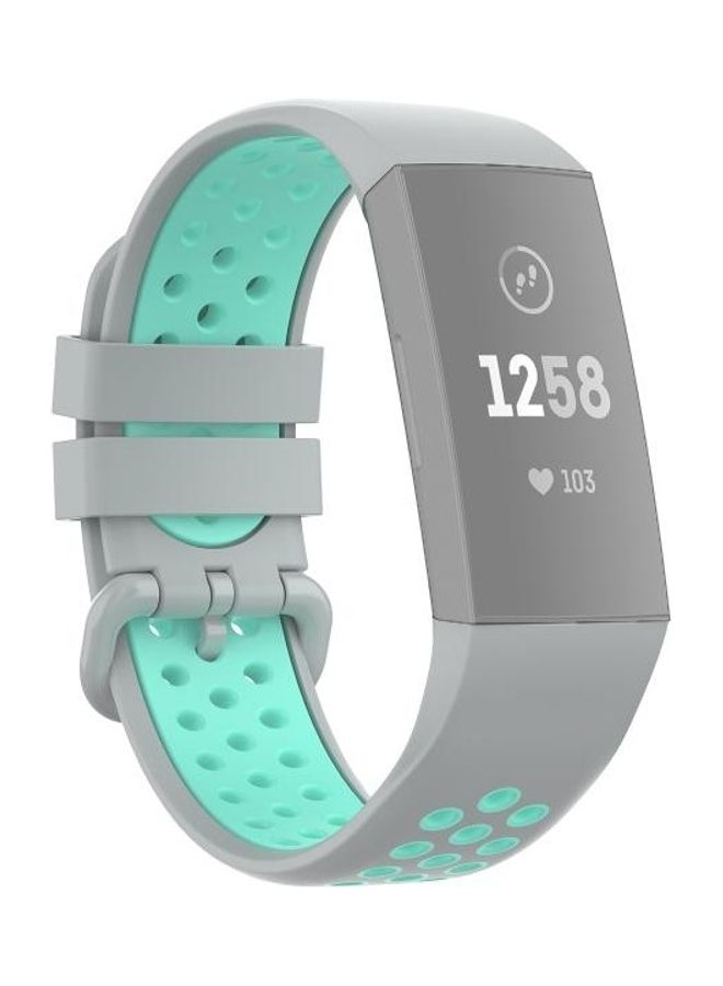 BGM Two Colours Silicone Replacement Strap Watchband For Fitbit Charge 4/3/3 SE Watch Grey - Image 1