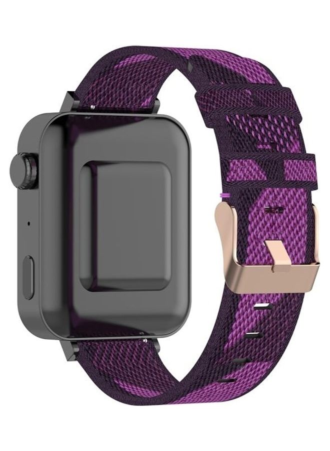 BGM 18mm Stripe Weave Nylon Wrist Strap Watch Band For Xiaomi Mi Watch And Garmin Vivomove 3s / Vivoactive 4s Purple - Image 4