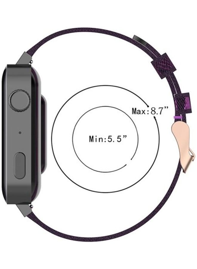 BGM 18mm Stripe Weave Nylon Wrist Strap Watch Band For Xiaomi Mi Watch And Garmin Vivomove 3s / Vivoactive 4s Purple - Image 5